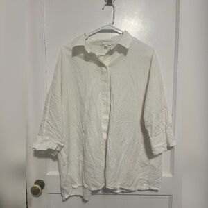 COS White lagenlook quarter sleeve button down shirt Size S